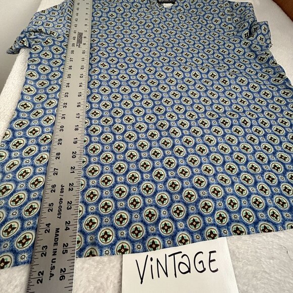 Vintage S.G. Sport Collection Womens Blue Floral Print Short Sleeve Blouse Large - Picture 8 of 8